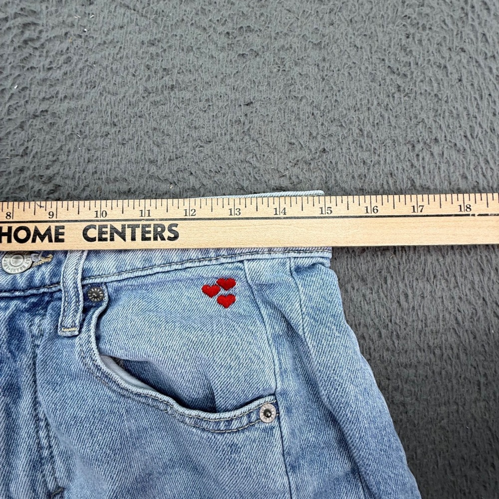 Lucky Brand Barrel Leg Jeans Women 0/25 Light Wash Embroidered Hearts High Rise - Picture 8 of 11